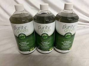 3 Bottles of Purity Green Fresh Lime Hand Wash Refill