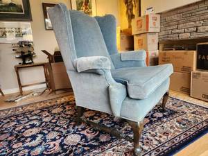 lot 35 image: Velvet Wingback Chair
