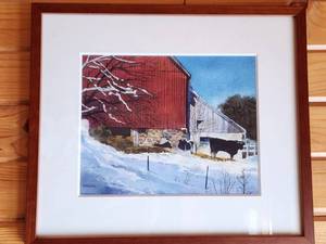lot 70 image: Red Barn Watercolor