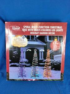 lot 208 image: Alpine Corporation Spiral Christmas Tree with 8-Function Multicolor LEDs