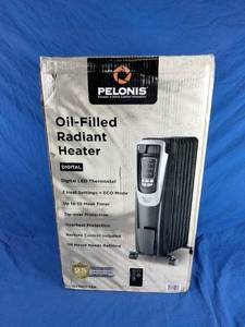 lot 187 image: Pelonis Oil-Filled Radiator Heater with Thermostat and Remote in Black