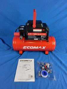 lot 195 image: Ecomax 2-Gallon Hotdog Air Compressor with 11 Accessories