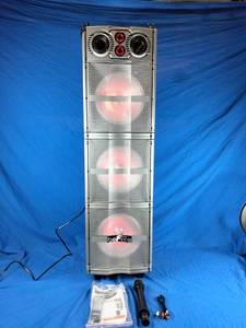 lot 221 image: beFree Sound 10 Triple Subwoofer Bluetooth Portable Party Speaker with Microphone