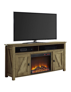 lot 238 image: Ameriwood Home Farmington Electric Fireplace 60 TV Stand - Light Rustic Pine