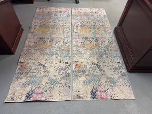 lot 43 image: Set of 2 Colorful Area Rugs - 2 ft x 5.5 ft Each