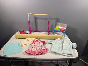lot 53 image: Lot of American Girl Doll Accessories including Gymnastics Equipment, Grill Set and Clothes
