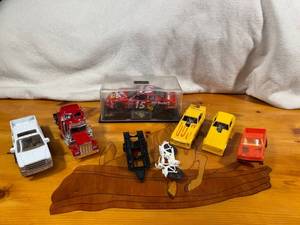 lot 87 image: Lot of 7 toy Cars and Trucks including collectible John Deere pickup and NASCAR Model in Case