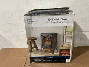 lot 236 image: Mainstays 2-Setting 3D Electric Stove Heater with Life-like Flame