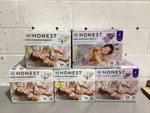 lot 491 image: LOT OF 5 Size 6 Honest Clean Conscious Diapers 54 Diapers Value Pack