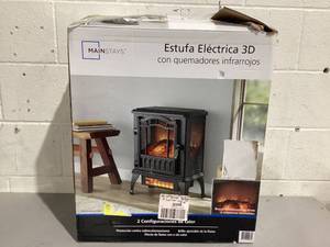 lot 497 image: Mainstays 2 Heat Settings Black 3D Electric Stove with Infrared Quartz Heater