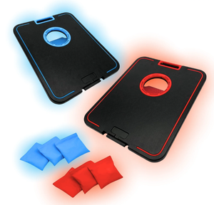 lot 123 image: LED Cornhole Board Set - Light Up Bean Bag Toss with 6 Bags, by MinnARK