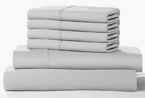 lot 382 image: Color Sense Queen Soft Silver 1200 Thread Count Cotton Blend 6 Piece Sheet Set