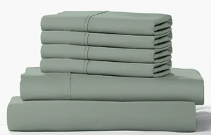 lot 481 image: Color Sense Green River King 1200 Thread Count Cotton Blend 6 Piece Sheet Set