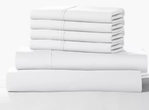 lot 482 image: Color Sense White Queen 1200 Thread Count Cotton Blend 6 Piece Sheet Set