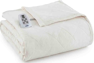 lot 609 image: Shavel Home Products Ivory Queen Micro Flannel Solid Electric Heated Blanket