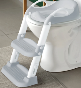 lot 630 image: Jool Baby Potty Training Seat with 2 Step Ladder for Toddlers  Soft Cushioned Seat & Splash Guard, Adjustable Height (Gray)