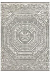 lot 635 image: Mainstays Woven Medallion 7 x 10 Outdoor Rug - PolypropylenePolyester - Light Gray