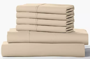 lot 383 image: Color Sense Queen French Oak 1200 Thread Count Cotton Blend 6 Piece Sheet Set
