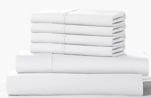 lot 385 image: Color Sense Queen White 1200 Thread Count Cotton Blend 6 Piece Sheet Set