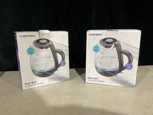 lot 395 image: LOT OF 2 Chefman Rast Boil 1L Eletric Kettle