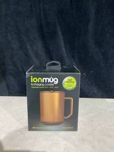 lot 398 image: ionMug & Charging Coaster, 12oz. Stainless Steel Self Heating Coffee Mug with Lid