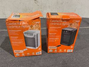 lot 168 image: LOT OF 2 Soleil Digital Ceramic Heater 1500W, Space Heaters for Inside, Portable Electric Heater for Home