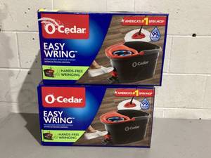 lot 536 image: LOT OF 2 O-Cedar Easy Wring Spin Mop Bucket and Microfiber Mop