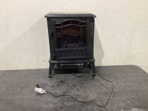 lot 652 image: Mainstays New 2-Setting 3D Electric Stove Heater with Life-like Flame, Black