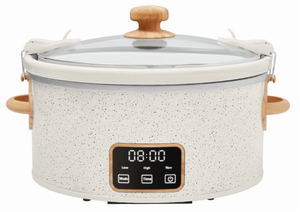 lot 143 image: The Pioneer Woman 6 Qt Digital Slow Cooker with Locking Lid, Linen Speckle