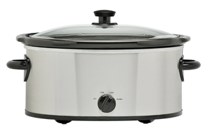 lot 176 image: Mainstays 6 Quart Oval Slow Cooker, Stainless Steel Finish, Glass Lid