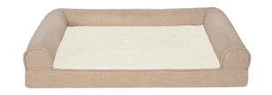 lot 261 image: FurHaven Plush & Performance Linen Orthopedic Sofa Pet Bed for Dogs & Cats - Flax, Large
