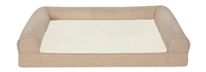 lot 271 image: FurHaven Plush & Performance Linen Orthopedic Sofa Pet Bed for Dogs & Cats - Flax, Large