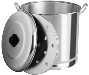 lot 402 image: Vasconia Aluminum 27.5 Quart Steamer Pot with Steamer Tray and Lid