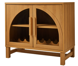 lot 542 image: Better Homes & Gardens Juliet Arc Door Kitchen Cabinet, Light Honey Finish