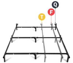 lot 559 image: Mainstays 7 TwinFullQueen Size Adjustable Metal Bed Frame, Black, Box Spring Required