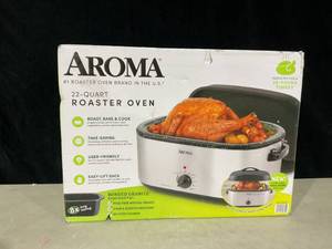 lot 404 image: Aroma 22Qt. Electric Roaster Oven with High Dome Lid