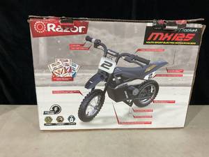 lot 421 image: Razor Dirt Rocket MX125 Electric-Powered Dirt Bike - Black with Decal Included