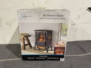 lot 57 image: Mainstays 2-Setting 3D Electric Stove Heater with Life-like Flame