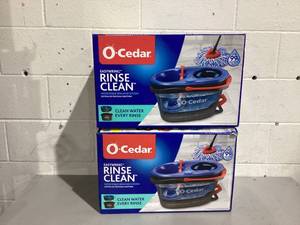 lot 538 image: LOT OF 2 O-Cedar Easy Wring Spin Mop Bucket and Microfiber Mop