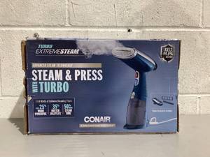 lot 560 image: Conair Handheld Garment Steamer for Clothes, Turbo ExtremeSteam 1550W, Portable Handheld Design, Strong Penetrating Steam GS38R