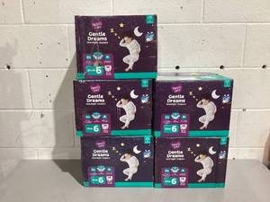 lot 566 image: LOT OF 5 Parents Choice Gentle Dreams Oveenight Diapers Size 6