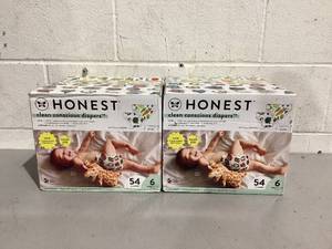 lot 569 image: LOT OF 2 Honest Clean Concious Diapers Size 6