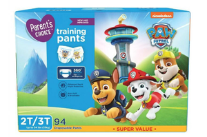lot 586 image: Parents Choice Paw Patrol Training Pants for Boys, 2T3T, 94 Count