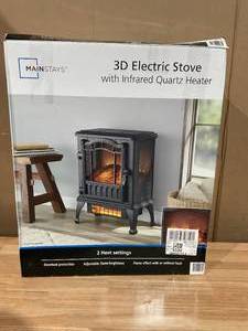 lot 443 image: Mainstays 2-Setting 3D Electric Stove Heater with Life-like Flame