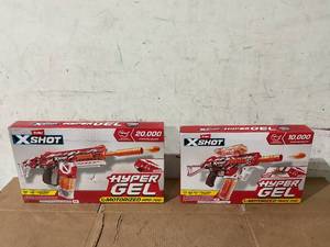 lot 336 image: LOT OF 2 XSHOT Hyper Gel HPG-700 Blaster, Outdoor, (20,000 Hyper Gel Pellets) by ZURU, Ages 14