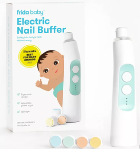 lot 593 image: Frida Baby Electric Nail Buffer - Baby Nail File, Nail Clippers  Trimmer Kit - 4 Buffer Pads, LED Light  Case