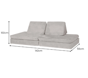 lot 673 image: Huddle Customizable Kids Play Foam Couch, Grey, 4 Pieces, for Toddlers Ages 2