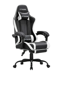 lot 675 image: GTRACING GTWD-200 Ergonomic Gaming Chair with Adjustable Pillows and Footrest , White