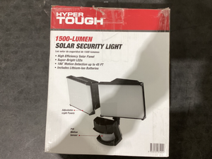 lot 699 image: Hyper Tough 2-Head Adjustable LED Solar Motion Sensor Outdoor Security Light, Black, 1500 Lumens