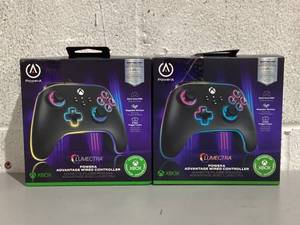 lot 723 image: LOT OF 2 PowerA Advantage Wired Controller for Xbox Series XS with Lumectra